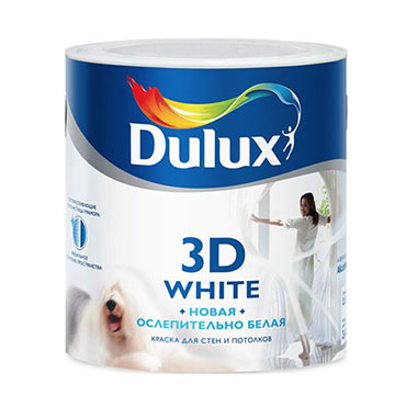 Dulux Новая ослепительно белая 3D White- водно-дисперсионная краска для стен и потолков (5л)
